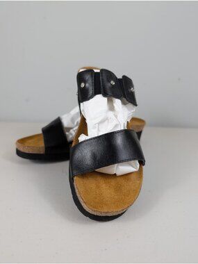 Naot Ashley slide sandals in black leather adjustable straps women's size 9
